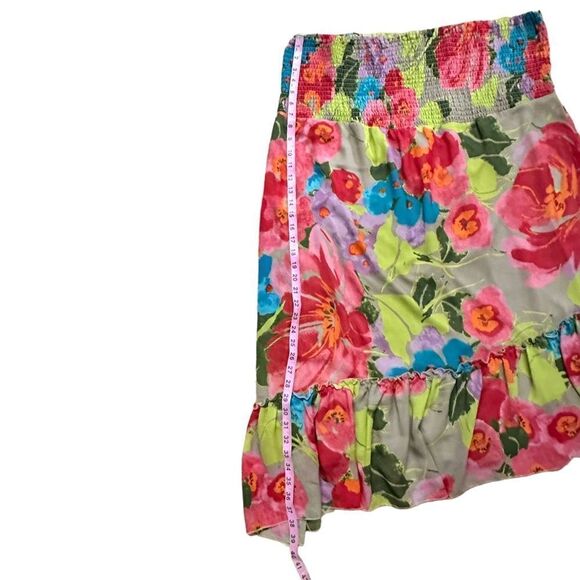 Lane Bryant~Floral print~Asymmetrical Skirt~fully lined~smocking detail~sz 18/20 - Picture 7 of 10